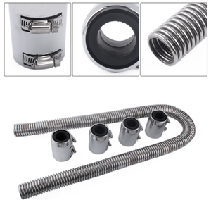 Universal Car 48 ''36" 24 "flessibile Auto superiore inferiore radiatore copertura del tubo flessibile Kit tubo dell'acqua di raffreddamento tappi cromati in acciaio inossidabile V8 - Product Image 6