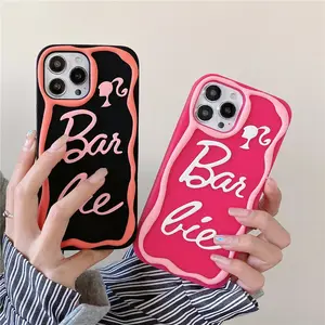 INS Fashion Pink Barbie silicone Cell Phone case for iPhone 15 14 13 12 11 Pro Max Plus Cute Lady Shockproof mobile Cover