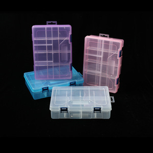 Double Layer 16 Compartment Plastic <b>Storage</b> <b>Box</b> With Dividers For <b>Tools</b> Parts Jewelry Organizing Rectangle Clear Pink Purple - Product Image 4