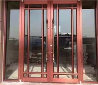 Puerta de aluminio plateado de estilo moderno con ventana superior, puerta de vidrio comercial para oficina, tamaño personalizado