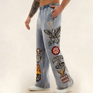 Maßgefertigte Acid-Washed GYM-Stickerei Herren Baggy Jogger Sport 400gsm Herren Fitness-Jogger Herren Weite Beinweite Sweathosen Jogger - Product Image 1
