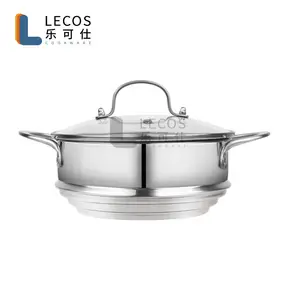 Suitable for 16/18/20cm Pots and Pans Stainless Steel Steamer Insert Steamer Basket Kitchen Tools with Lid