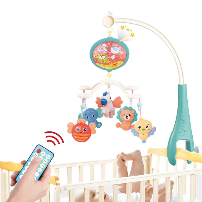 Cartoon Tierbett Glocke Fernbedienung beleuchtet Babybett mobile Musik