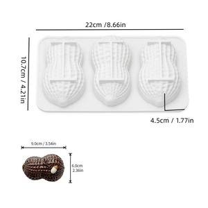 3 Cavity Peanut <b>Silicone</b> Mold Non Stick <b>Baking</b> Tray for Cakes Mousse Cake Decoration Chocolate and Pastries Peanuts Shape Candy - Product Image 2
