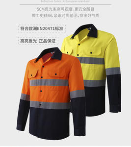 قميص عمل آمن مقاوم للماء بأكمام طويلة وشريط عاكس، يتوافق مع معايير ANSI الفئة 1، مناسب لمواقع البناء والتعدين، مع إمكانية تخصيص الشعار - Product Image 6
