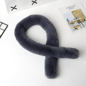 Customized Soft Artificial Faux Fur <b>Scarf</b> Women Winter <b>Scarf</b> With Ball and Rabbit - Product Image 2