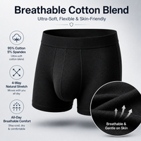 Sous-vêtements d'incontinence OEM 300 ml en coton, discrets, pour usage quotidien, anti-fuites, 4 couches, caleçons boxers pour hommes