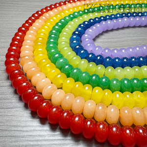 Hạt đá tự nhiên hình bàn tính nhiều màu sắc bán buôn 5x8mm, nhiều màu sắc, hạt chalcedony tròn nhẵn, dùng làm đồ trang sức - Product Image 2