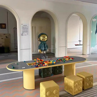 Meja Aktivitas Anak Remaja Bentuk Oval Modern Montessori Perakitan Mudah Ruang Penyimpanan Blok Bangunan Prasekolah Sekolah Hotel