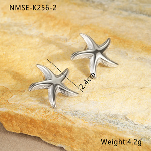 Orecchini pendenti estivi freschi eleganti stile <span class=keywords><strong>marino</strong></span> gioielli in acciaio inossidabile con stella marina borchie di diamanti placcate in oro - Product Image 3