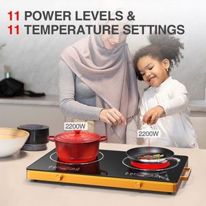 Cocina de Inducción Doble, Estufa Eléctrica Infrarroja de 3500W, Placa de Inducción Eléctrica, Olla Caliente, Cocina de Inducción de 2 Quemadores SKD - Product Image 4