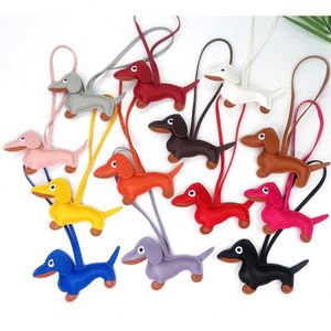 DIY Bag Charms Creative PU Leather Fashion Dog Shape Pendants Phone Charm Car Keychain Leather Keychain <b>Keyrings</b> - Product Image 2