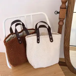 Winter Große Kapazität Frauen Handtasche Lamm Wolle Tote Tasche Japanischen Ins Hand Tasche