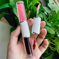 Huile à lèvres liquide minérale 4 couleurs 2-en-1, formule waterproof longue tenue, hydratante, ne transfère pas, végane