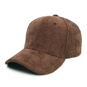 Gorra de béisbol de pana en blanco para hombre y mujer, gorro de béisbol de pana en Color sólido con visera curvada cálida, 6 paneles, hecho a medida, Otoño e Invierno