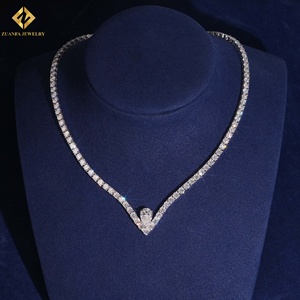 New Design V Shape 4mm Tennnis Necklace <b>Iced</b> Out S925 Silver VVS1 Moissanite Tennis <b>Chain</b> Necklace For Women - Product Image 1
