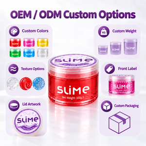 Vente en gros de slime transparent cristallin 100g, ultra-clair, brillant, extensible, jouet anti-stress, OEM ODM, couleur personnalisée, étiquette personnalisée, approvisionnement en vrac - Product Image 3