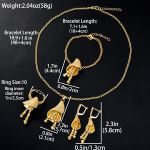 Zeadear Bijoux fantaisie Plaqué or 14 carats Bracelet Bague Collier Boucles d'oreilles Parures de bijoux pour femmes - Product Image 6