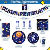Ensemble de décorations d'anniversaire OEM 189 pièces Two the Moon Vaisselle Galaxy moderne pour 24 ballons et boîtes à friandises servis en usine