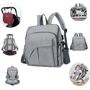 Multifunctional Mommy <b>Backpack</b> <b>Large</b> Capacity Diaper Bag With Bottle Storage For Babies And Mothers Gray Nylon - Product Image 1