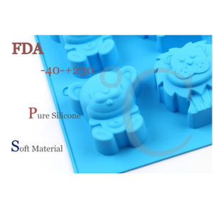 Silicone Mold <strong>Hippo</strong> lion Bear Animal Silicone Cake <strong>Chocolate</strong> Mold 6 Making Moulds - Product Image 4
