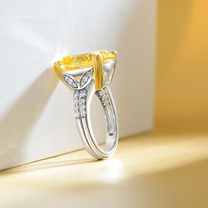 Ins nouvelle tendance 925 argent Cz Zircon brillant S925 couleur 14mm pierre précieuse neutre gros diamant bague de mariage - Product Image 4