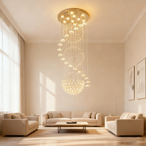 Luxus moderne Kristall Kronleuchter große benutzer definierte Gold lange Treppe LED hängende Pendel leuchte für Hotel Villa Lobby Hall - Product Image 2