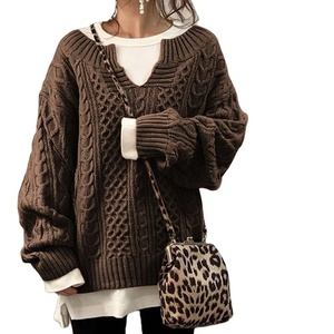 Taglia grande <span class=keywords><strong>donna</strong></span> autunno e inverno europa e il nuovo Cardigan a maglia lunga e spessa ampio maglione con cappuccio <span class=keywords><strong>donna</strong></span> - Product Image 1