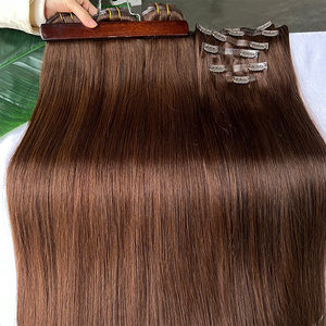Colore #4 molletta dritta marrone <span class=keywords><strong>scuro</strong></span> in Remy extension di <span class=keywords><strong>capelli</strong></span> umani retamese crudo <span class=keywords><strong>naturale</strong></span> Clip in extension dei <span class=keywords><strong>capelli</strong></span> 100 <span class=keywords><strong>capelli</strong></span> umani - Product Image 5