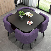 Ensemble de table de bar en panneaux de bois modernes pour 4 personnes, meubles de salle à manger peu encombrants avec design convertible pour hôtels et écoles