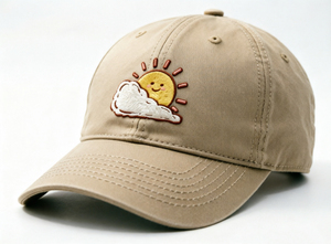 Gorra de béisbol bordada con la frase “Good Weather, Good Mood”, gorra de seis paneles con hebilla metálica ajustable, gorra unisex de algodón suave - Product Image 5