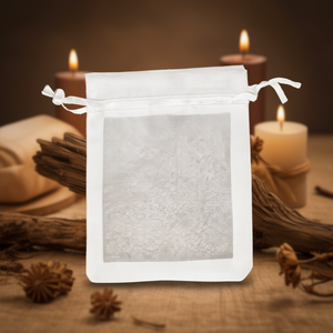 <b>White</b> Silk Drawstring Organza <b>Gift</b> <b>Bag</b> 7x9cm With Hot Stamping Custom Logo Pouch - Product Image 3