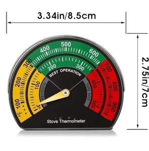 Thermomètre pour poêle à <span class=keywords><strong>bois</strong></span> avec grand cadran, thermomètre magnétique pour tuyau de poêle à <span class=keywords><strong>bois</strong></span>, gaz et granulés - Product Image 2