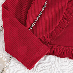 แฟชั่นฤดูใบไม้ร่วงหรูหราสไตล์จีนชุดเสื้อผ้าระบายอากาศได้นุ่มสบายสำหรับเด็กผู้หญิงอายุ 3 6 ปีแขนยาวสีดำ - Product Image 4