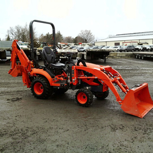 Retroexcavadora LA34 4WD de Alta Calidad, Tractor Compacto de 30 HP con Ruedas, Cucharón Delantero y Trasero Naranja, para Uso Agrícola y de Construcción - Product Image 1