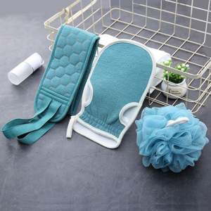 New 3pcs Skin Clean Bath Towel Set Exfoliating Bath Tool Scrub Bath <b>Back</b> Belt and Soft <b>Shower</b> Ball <b>Scrubber</b> Glove Set - Product Image 1