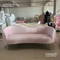 Décoration de réception de mariage moderne, canapé lounge en velours coloré avec canapé en acier inoxydable pour appartement, salon, hôtel, événement