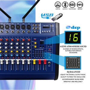 เครื่องผสมพลังงาน6ช่อง PMX602S พร้อมไมโครโฟนไร้สาย2 UHF - Product Image 2