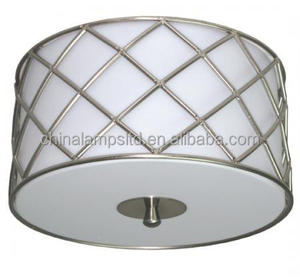 <b>Modern</b> White Linen <b>LED</b> Flush <b>Ceiling</b> <b>Lights</b> Round Interior <b>LED</b> De Techo Lamparas Surface Mounted on Metal Base for Hotel Decor - Product Image 6