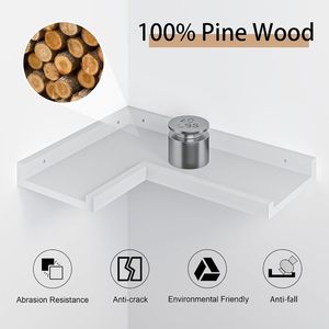 Estantes de Pared de Esquina Modernos de 4 Niveles, Color Blanco, Estantes Flotantes de Madera con Borde, <span class=keywords><strong>Estante</strong></span> de Esquina en Forma de L <span class=keywords><strong>para</strong></span> Sala de Estar - Product Image 4