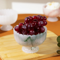 Élégante coupelle à dessert en verre en forme de fleur avec pied, bordure en pétales, pour crème glacée, yaourt, nid d'oiseau, thé de l'après-midi, fête