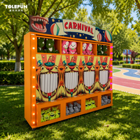 Tolefun CE Panneau de stand de jeu de compétences pour carnaval en extérieur, à 3 faces, pour remises de prix, modèle 'Smash Mouth Knock the Teeth', pour complexes hôteliers, avec luminescence
