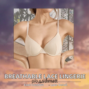Vente en gros d'usine ODM : Ensemble de lingerie rayée respirant avec soutien-gorge fin et culotte en dentelle à bretelles ajustables pour femme - Product Image 2