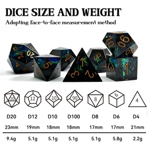 Ensemble de dés en résine personnalisés avec logo, faits à la main, gris, pailletés, avec poudre de bonbons intégrée, RPG <span class=keywords><strong>Dungeons</strong></span> and Dragons - Product Image 4