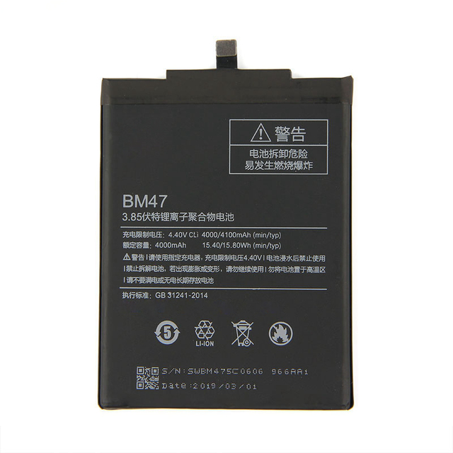 Original Capacity Replacement Phone Battery BM47 for Redmi 3X Redmi 4X 4000mAh in Stock 12 Months Warranty