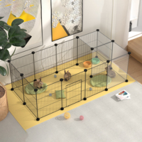 Parc pour animaux de compagnie, cage pour petits animaux, portable, en fil métallique, avec plateau en plastique, structure en fer, à monter soi-même