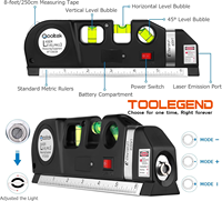 Niveau laser multifonction en gros, mesure laser de 8 pieds+, ruban à mesurer, règles standard et métriques ajustables, niveaux laser