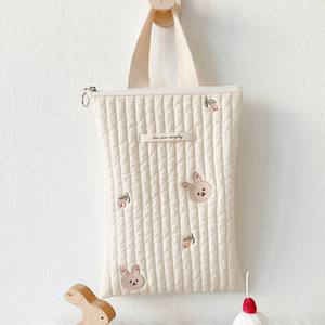 Bolso de mano con cremallera portátil Ins de Corea suave Popular, bordado acolchado, almacenamiento para cochecito de bebé, bolsa para mamá, bonita bolsa de pañales de dibujos animados - Product Image 6