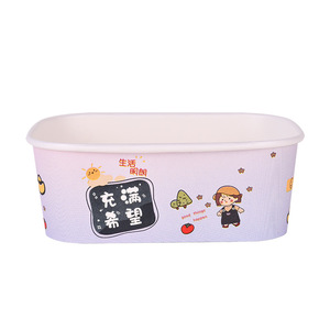 Cartoon Pattern Disposable Bowls With <b>Lid</b> <b>Microwave</b> Safe For Picnic Children's Use Square Paper Bowl Set - Product Image 5