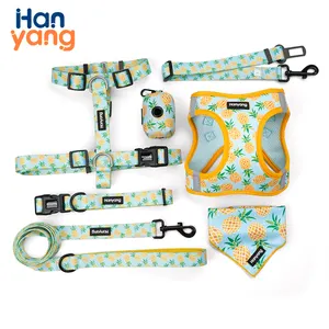 OEM Custom Designers Pet Dog Harness Leash And Collar Set No Pull Personalized Dogs Accessories Vest Soft Dog Harness 7 PCS Set